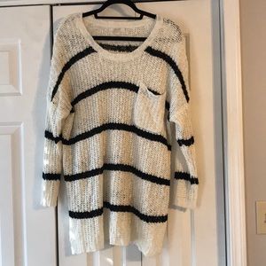 Boutique Striped Crochet Sweater